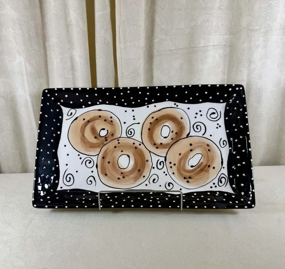 With Love- Lotus Ceramic Bagel Serving Tray, see description *